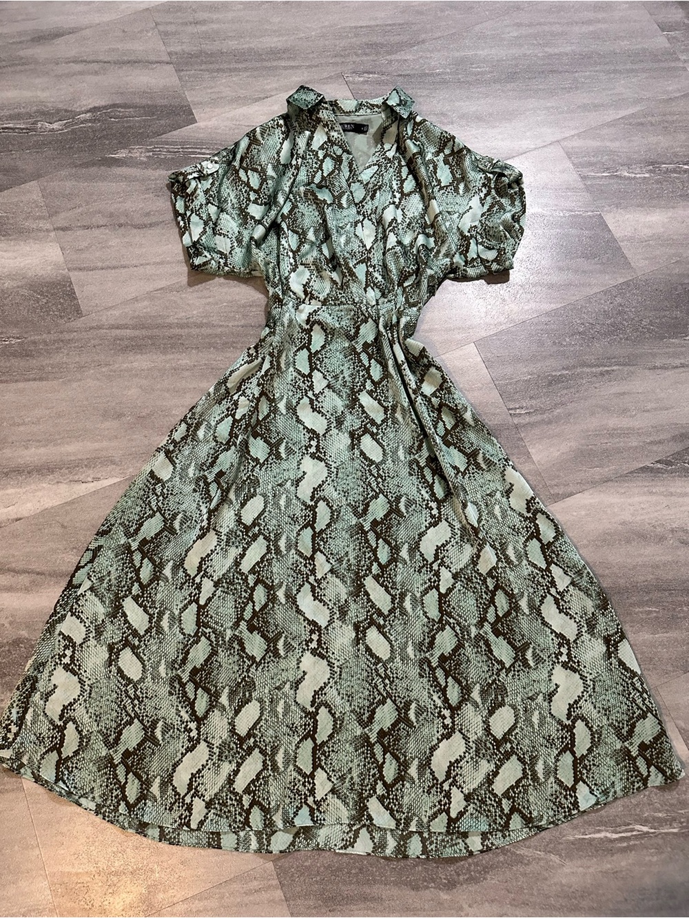 Ralph Lauren Snakeskin-Print Satin Dress 12